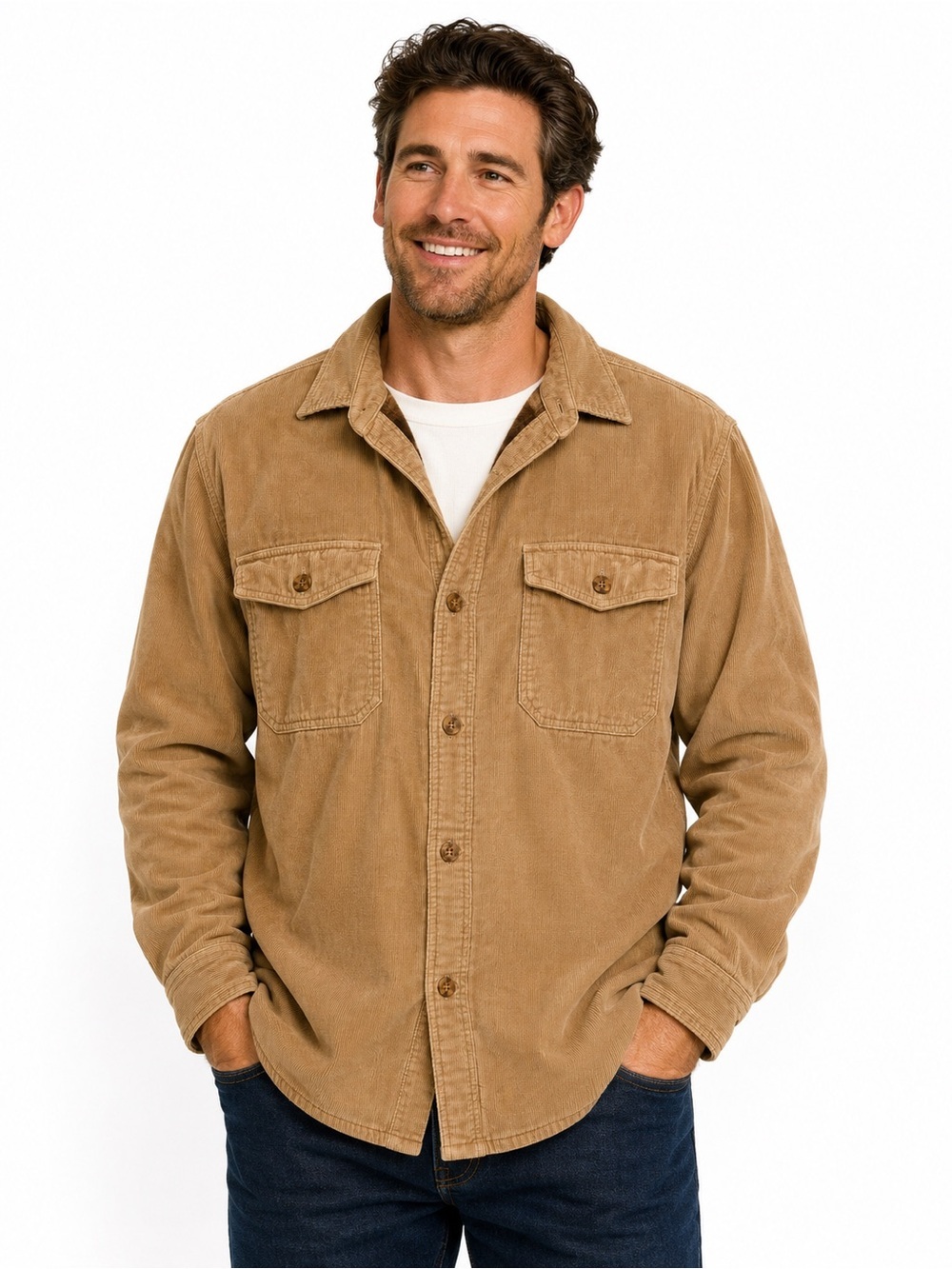 Levi’s Sherpa Lined Corduroy Shirt Jacket Tan Men’s L Plaid Lined Cotton